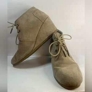Toms Suede Lace-Up Wedge Booties Size 10